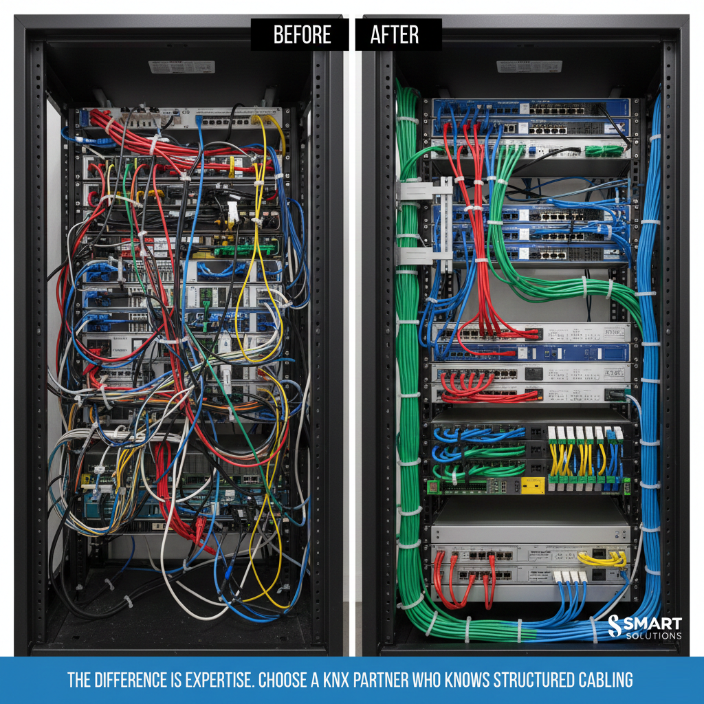 Structured KNX cabling topology for a multi-storey building